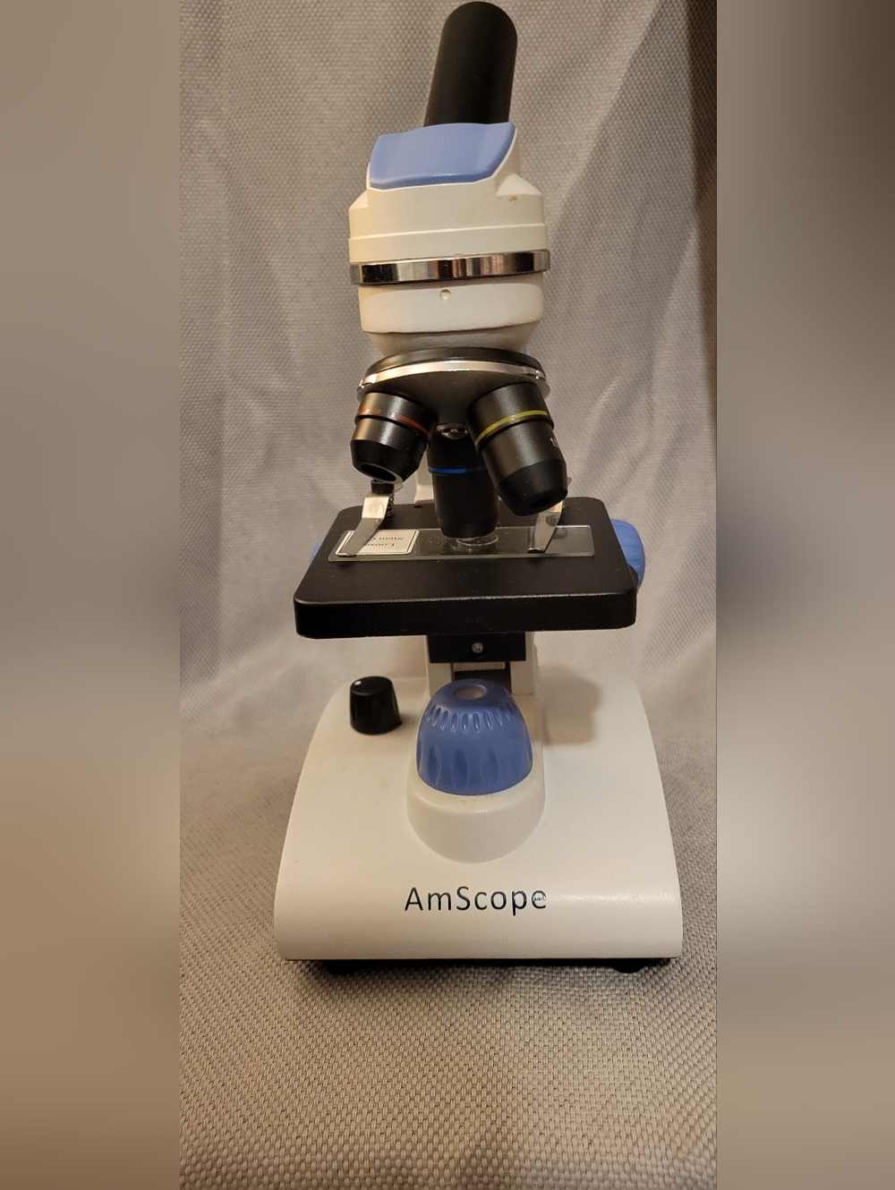 AmScope Student Microscope in White with Blue Accents